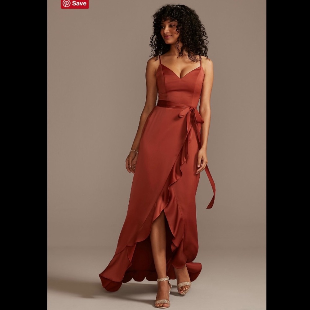 David’s bridal rust cinnamon bridesmaid dress